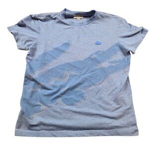 Lacoste Sport  T-Shirt Mens FR 4 Medium Blue Graphic Crocodile Logo Tee